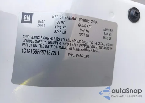 2008 Chevrolet Cobalt Lt from USA, damaged, VIN 1G1AL58F687137201